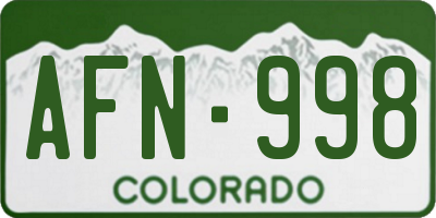 CO license plate AFN998