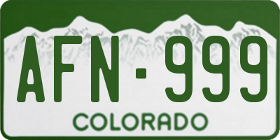 CO license plate AFN999