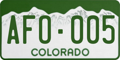 CO license plate AFO005