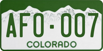 CO license plate AFO007