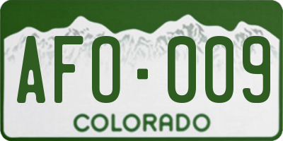 CO license plate AFO009