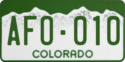 CO license plate AFO010