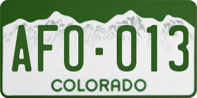 CO license plate AFO013