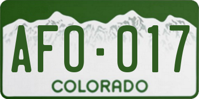 CO license plate AFO017