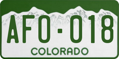CO license plate AFO018