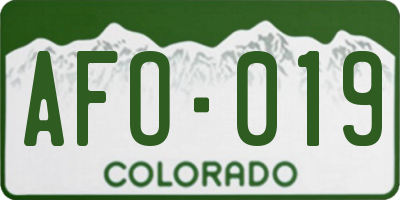 CO license plate AFO019