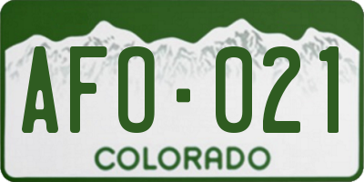 CO license plate AFO021