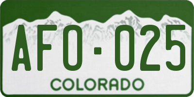 CO license plate AFO025