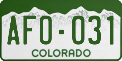 CO license plate AFO031