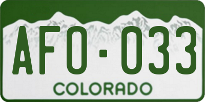 CO license plate AFO033