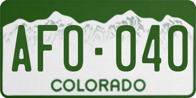 CO license plate AFO040
