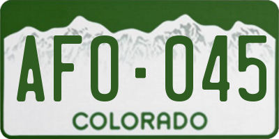 CO license plate AFO045