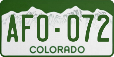 CO license plate AFO072