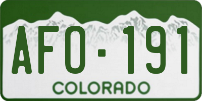 CO license plate AFO191
