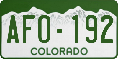 CO license plate AFO192