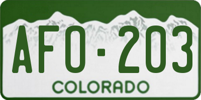 CO license plate AFO203