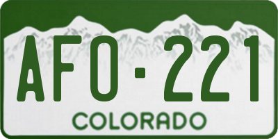 CO license plate AFO221