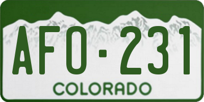 CO license plate AFO231