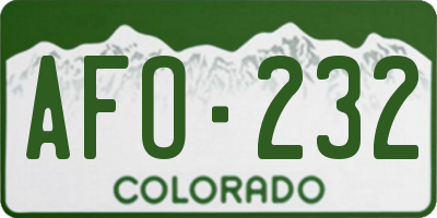 CO license plate AFO232