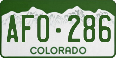 CO license plate AFO286