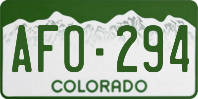 CO license plate AFO294