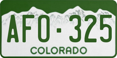 CO license plate AFO325