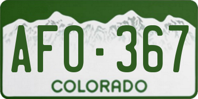 CO license plate AFO367