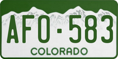 CO license plate AFO583
