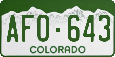CO license plate AFO643