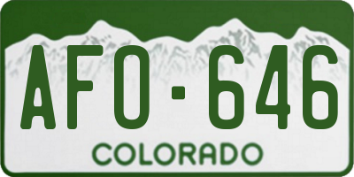 CO license plate AFO646