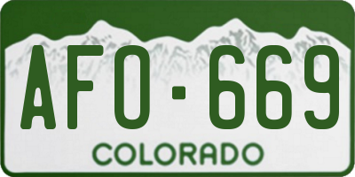 CO license plate AFO669
