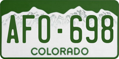 CO license plate AFO698