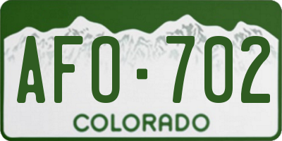 CO license plate AFO702