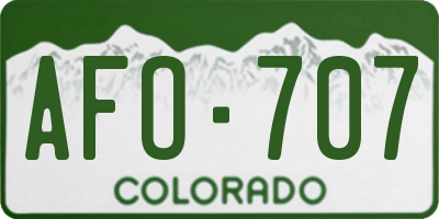 CO license plate AFO707