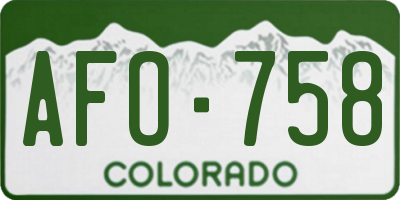 CO license plate AFO758