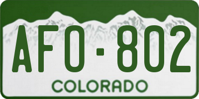 CO license plate AFO802