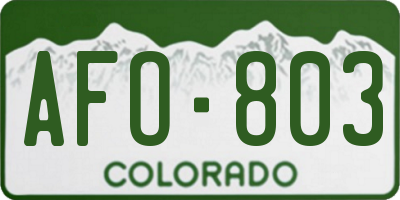 CO license plate AFO803