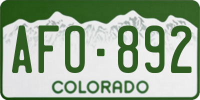 CO license plate AFO892