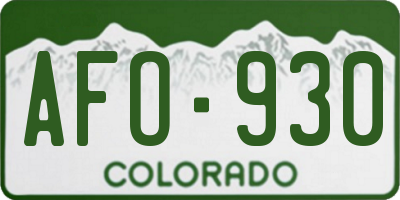 CO license plate AFO930