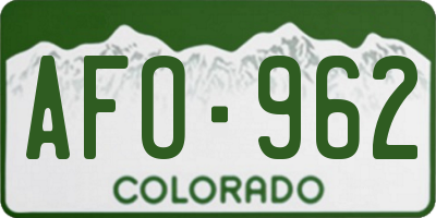 CO license plate AFO962