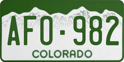 CO license plate AFO982