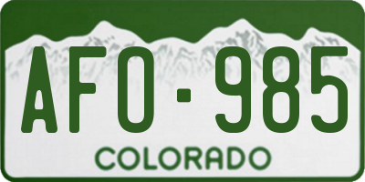 CO license plate AFO985