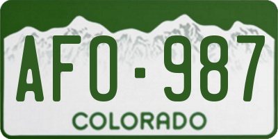 CO license plate AFO987