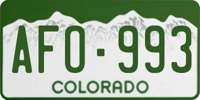 CO license plate AFO993
