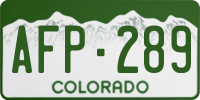CO license plate AFP289