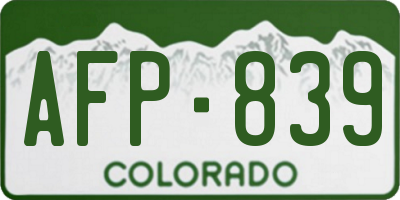 CO license plate AFP839