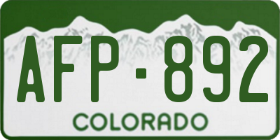 CO license plate AFP892