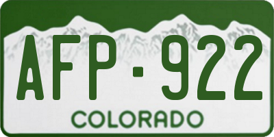 CO license plate AFP922