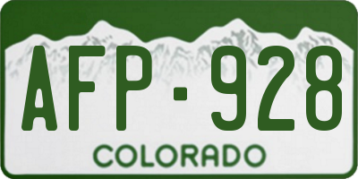 CO license plate AFP928