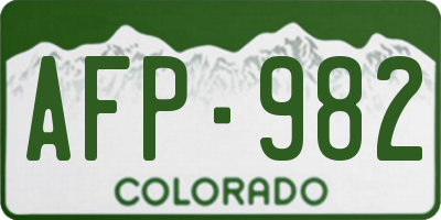 CO license plate AFP982